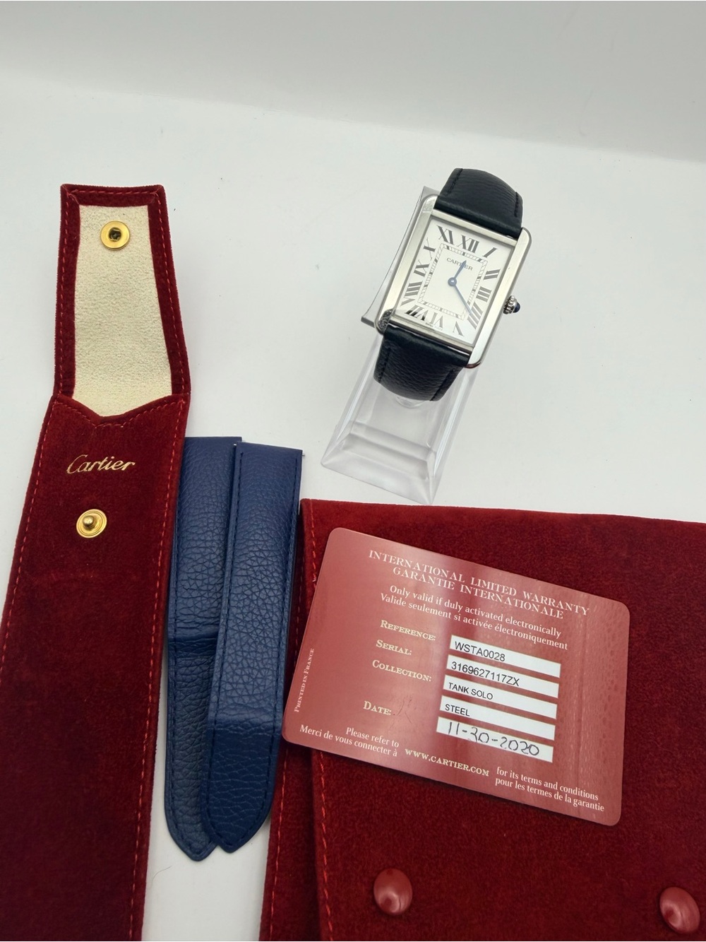 Cartier Tank WSTA0028 With Warranty Card and Extra Strap